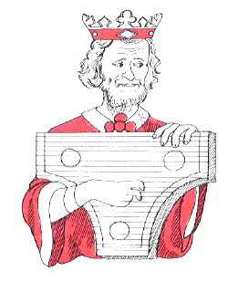 King playing the so-called pigs head PSALTERY