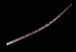 Picture of the wooden, leather covered cornett